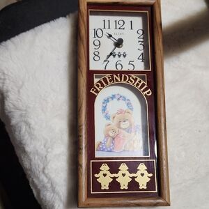 Brown and Gold Friendship Wall Clock. Wooden Framed. ELGIN.